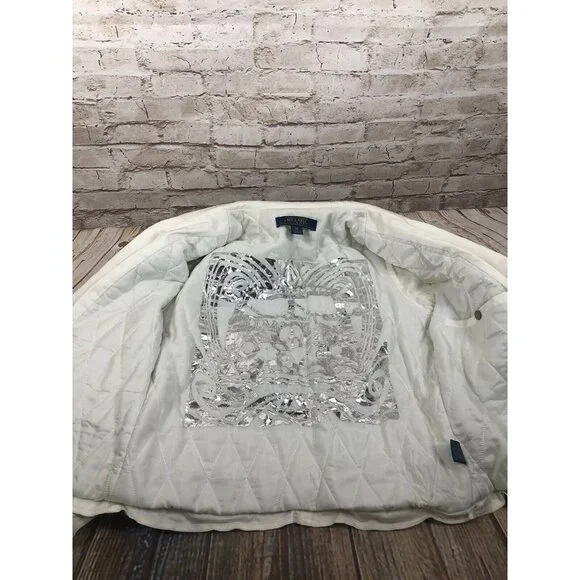 Millard Fillmore white asymmetrical‎ belted jkt M - Picture 6 of 8